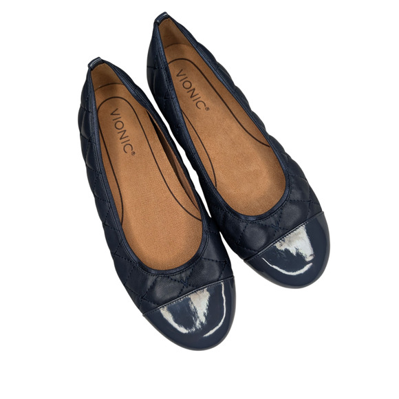 Vionic Desiree Quilted Ballet Flats Navy Blue - Picture 1 of 7